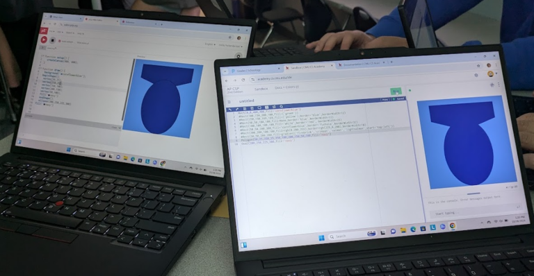 p5.js on the left, Python on the right
